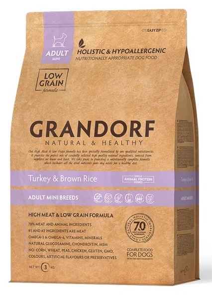 Grandorf Dog Turkey and Brown rice Adult Mini Breeds 3 kg