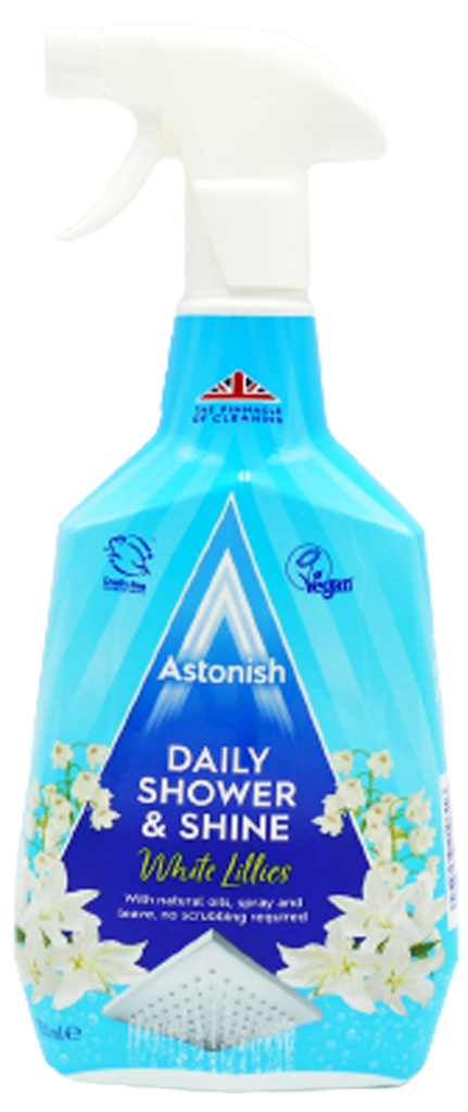 Astonish Daily Shower Shine White Lilies Cleaning Spray - No Scrub After  Shower Spray Foam Prevents Watermarks & Limescale Buildup - Vegan