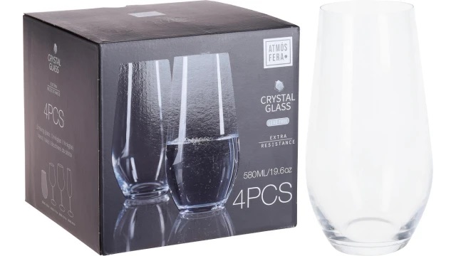 Water Glass Tumbler 580 ml 4 pcs 8719987363276 | Laplandia Market