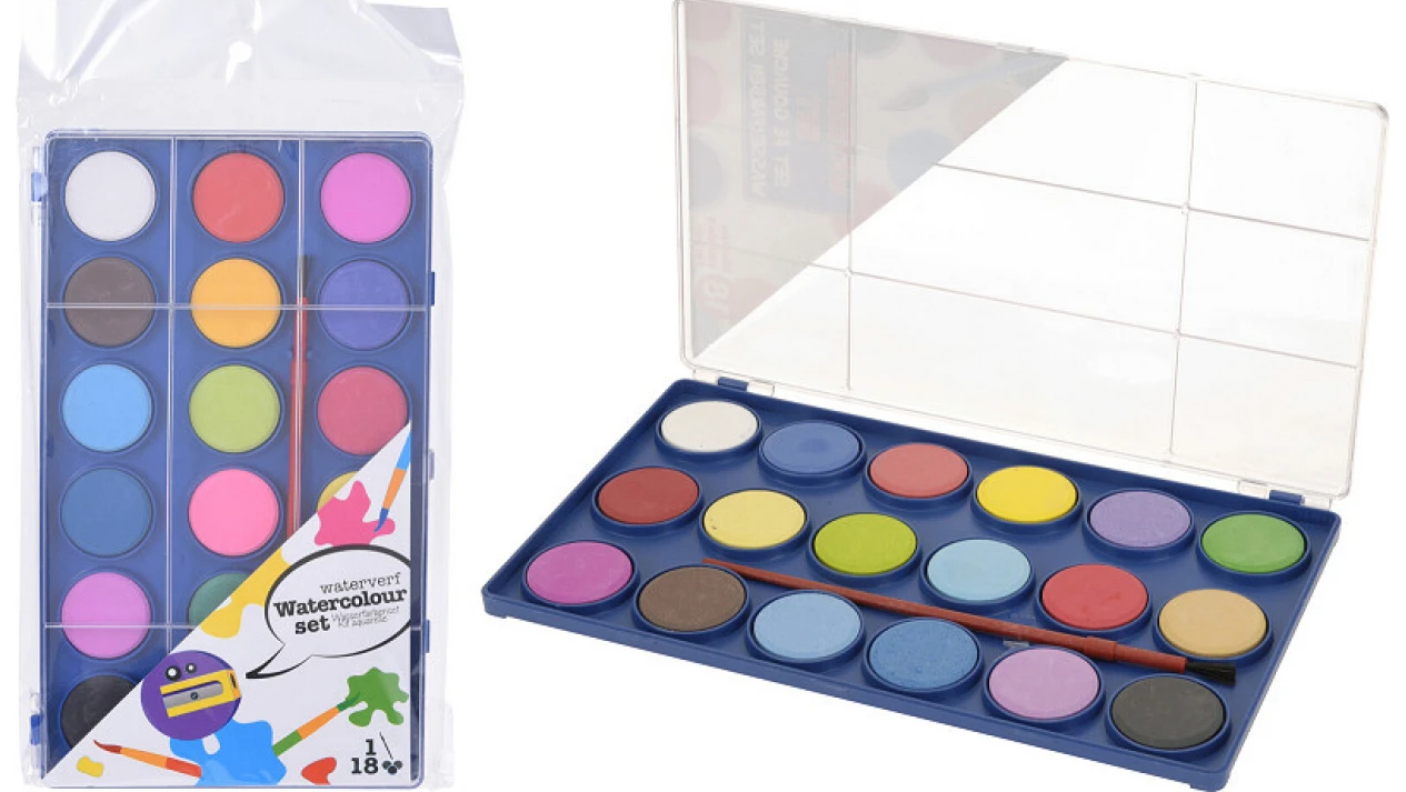 Watercolors 18 colors and brush