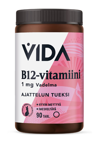 B12-vitamiini Vida 1mg vadelma 90 kpl